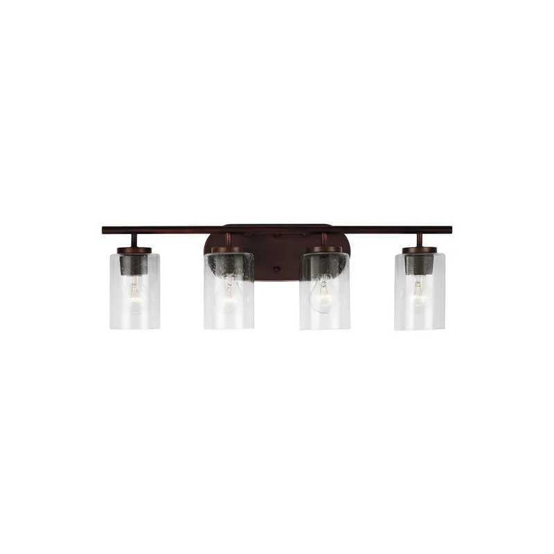 Oslo Four Light Wall / Bath Contemporary Fixture 27.5" Width 8.5" Height Steel Round Clear Seeded Shade in Bronze