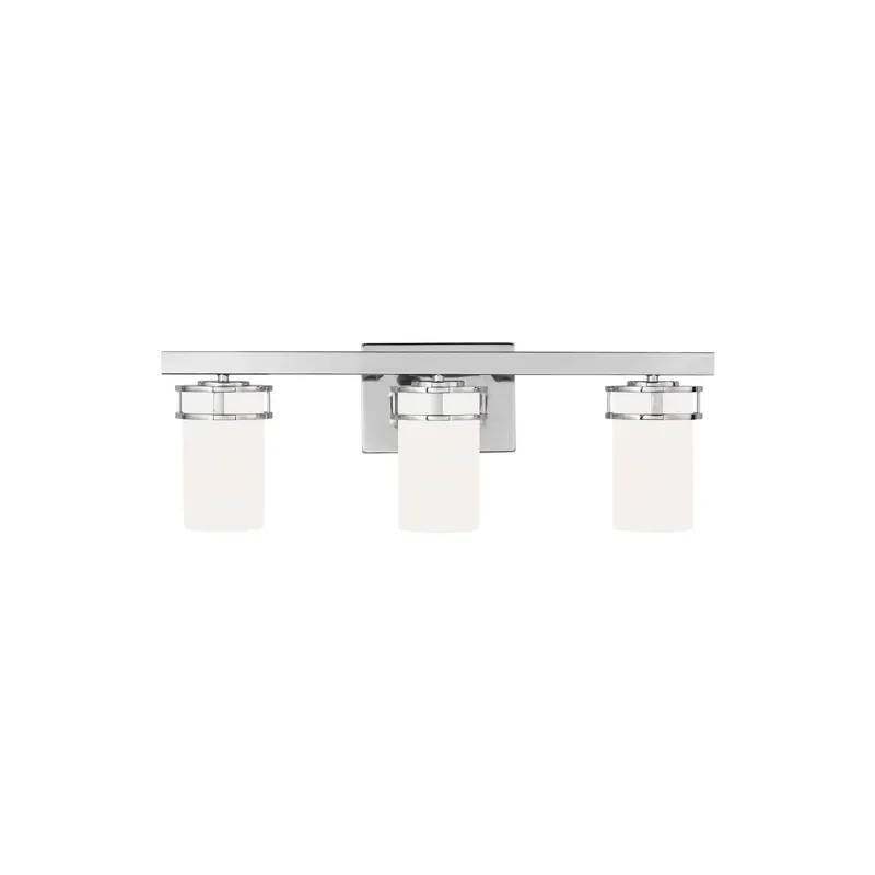 Robie Three Light Wall / Bath LED Transitional Fixture 24" Width 8.125" Height Steel Round Etched White Inside Shade in Chrome