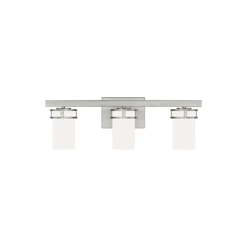 Robie Three Light Wall / Bath LED Transitional Fixture 24" Width 8.125" Height Steel Round Etched White Inside Shade in Brushed Nickel