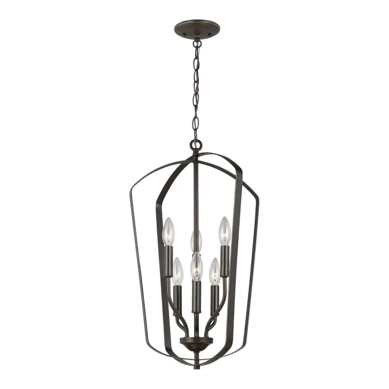 Romee Medium Six Light Hall / Foyer LED Transitional Pendant 23.375" Height Steel in Bronze