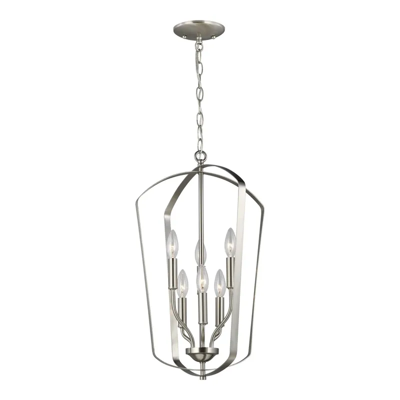 Romee Medium Six Light Hall / Foyer LED Transitional Pendant 23.375" Height Steel in Brushed Nickel