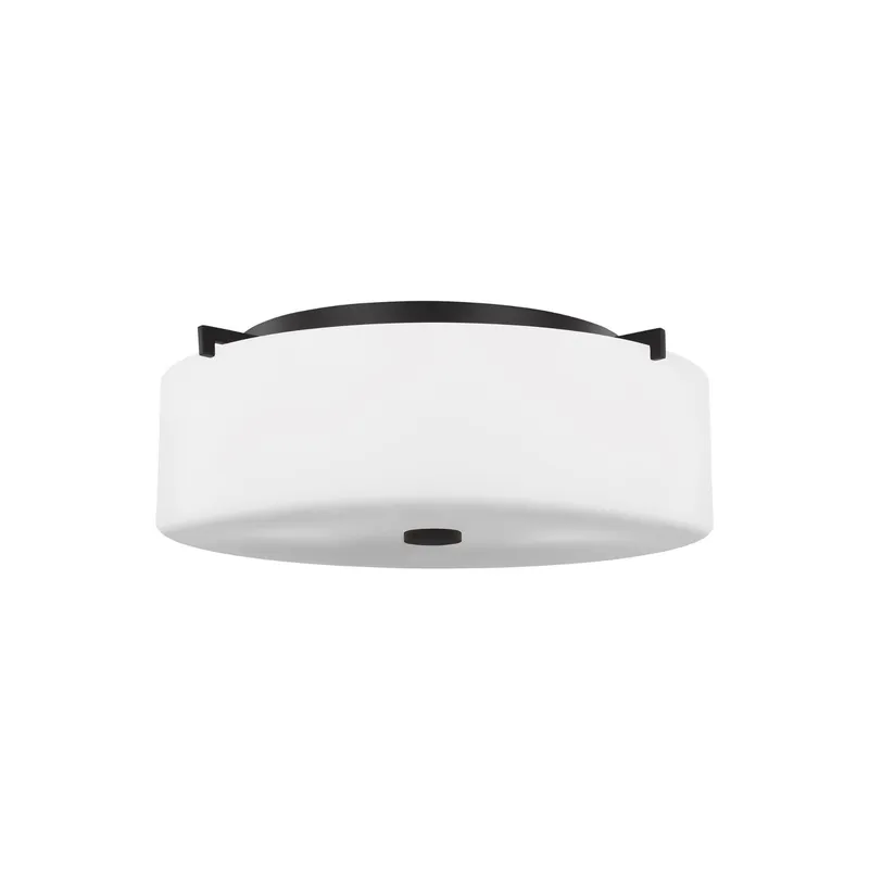 Sunset Drive Large Three Light Flush Mount LED Modern Ceiling Fixture 6.25" Height Steel Round White Opal Etched Shade in Oil Rubbed Bronze