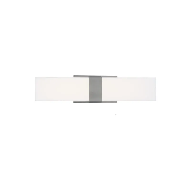Vandeventer Small LED Wall / Bath Contemporary Fixture 18" Width 4.25" Height Steel Rectangular White Shade in Brushed Nickel