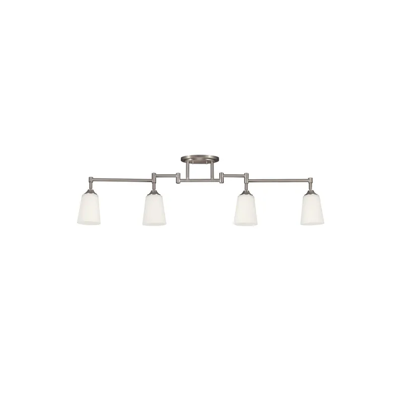Four Light Track Lighting Kit LED Transitional Fixture 4.75" Width 13.25" Height Steel Round Satin Etched Shade in Brushed Nickel