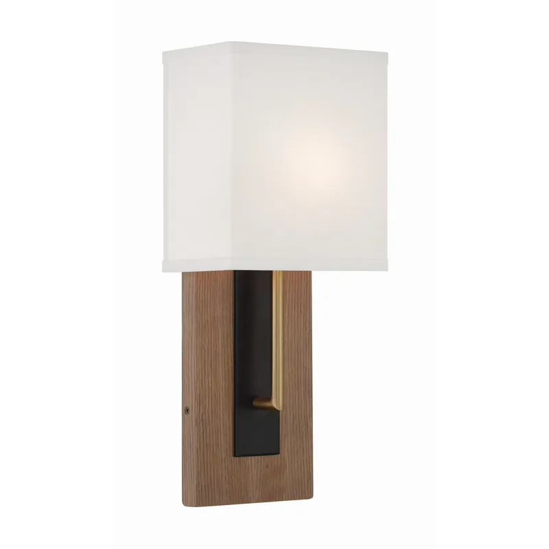 Brent 6.5'' Matte Black + Vibrant Gold Sconce Wood 6.5"W x 15"H x 4"D