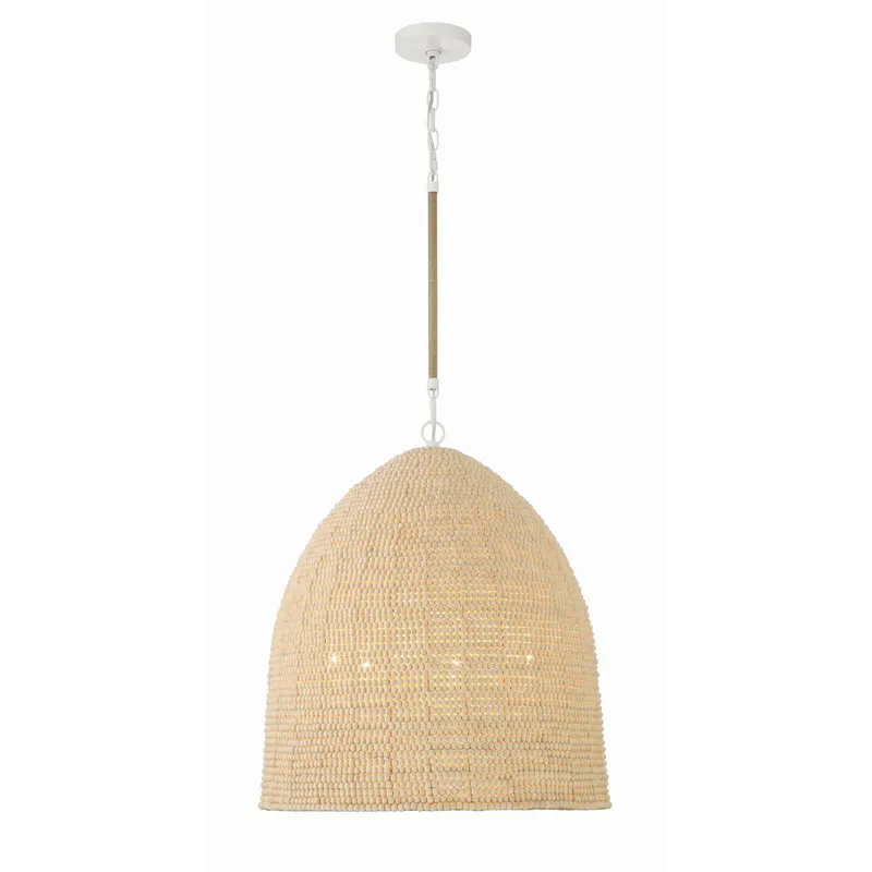 Jasper 20'' Matte White Pendant Tan 20"W x 22.5"H x 20"D
