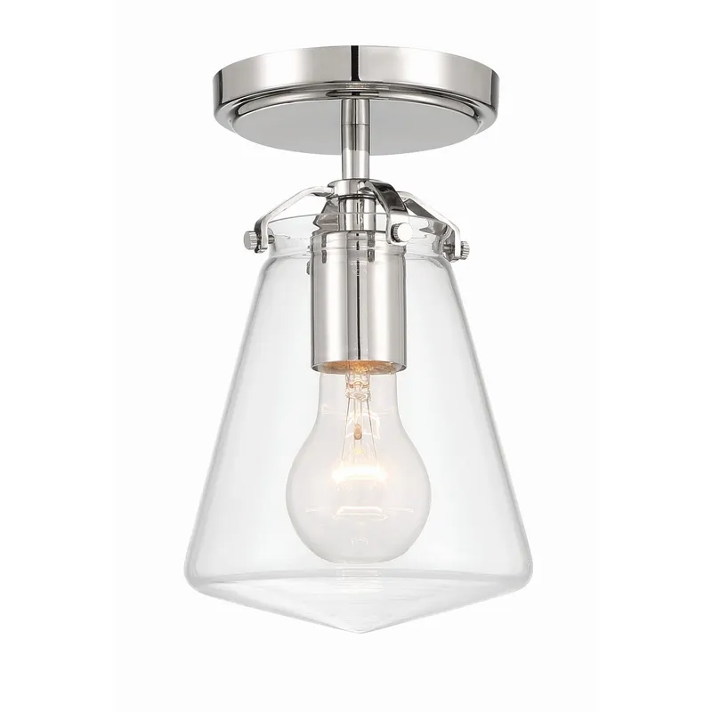 Voss 5.75'' Polished Nickel Semi Flush Mount Silver 5.75"W x 9.25"H x 5.75"D