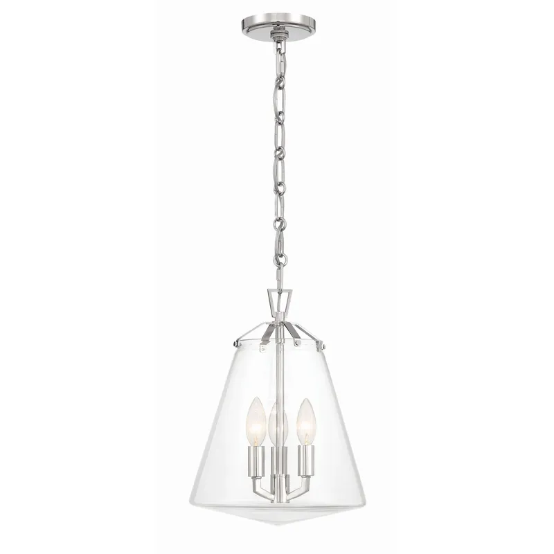 Voss 11'' Polished Nickel Pendant Silver 11"W x 14.75"H x 11"D