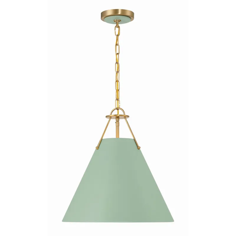 Xavier 16'' Vibrant Gold + Green Pendant Green 16"W x 16.5"H x 16"D