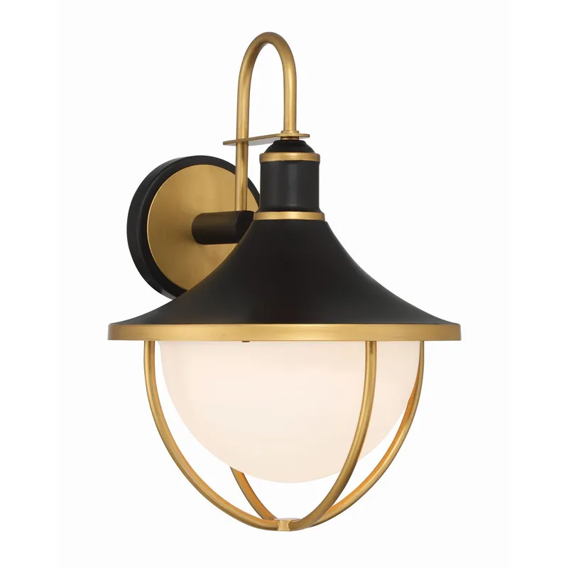 Atlas 13.5'' Matte Black + Textured Gold Outdoor Sconce Black 13.5"W x 18.75"H x 14.5"D