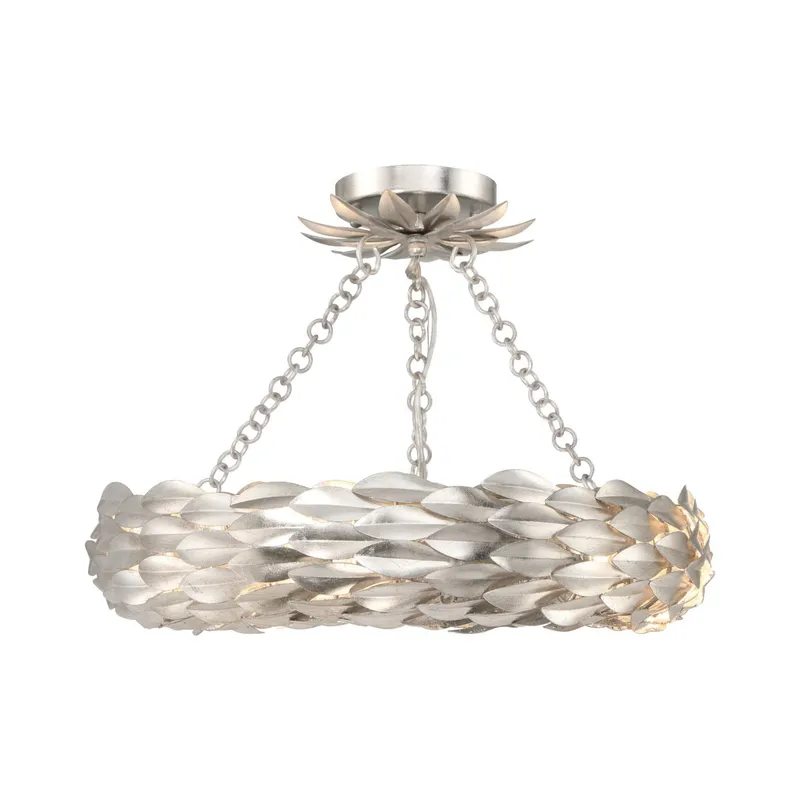 Broche 18'' LED Antique Silver Semi Flush Mount Silver 18"W x 3.75"H x 18"D
