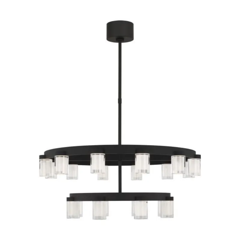 Esfera Two Tier Medium Chandelier Chandeliers 20-Light 2700K Nightshade Black by Kelly Wearstler