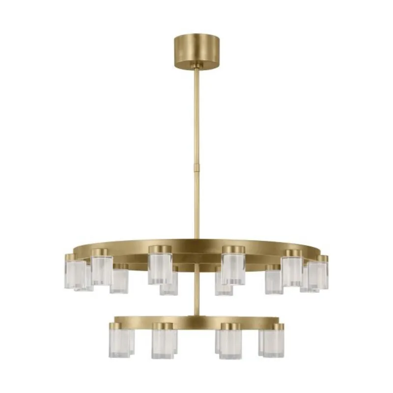 Esfera Two Tier Medium Chandelier Chandeliers 20-Light 2700K Natural Brass by Kelly Wearstler