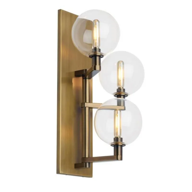 Gambit Triple Wall Wall Collection 3-Light Aged Brass by Sean Lavin