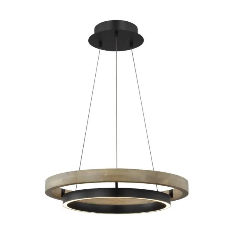 Grace 24 Chandelier Wall Collection 1-Light LED 3000K MATTE BLACK/WEATHERED OAK WOOD by Sean Lavin