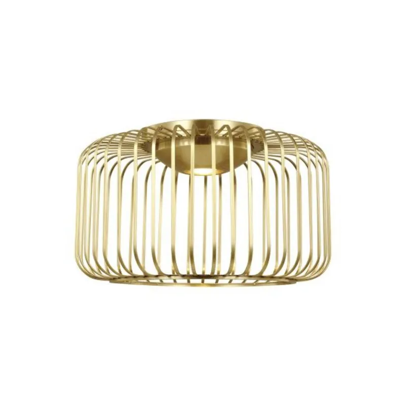 Kai 15 Flush Mount Line-Voltage Pendants/Suspension 1-Light LED 3000K Plated Brass by Sean Lavin
