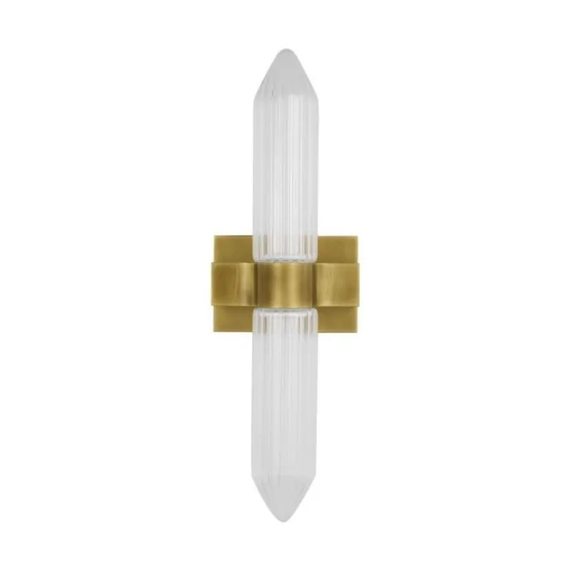 Langston Medium Bath Sconce Bath Collection 1-Light LED 2700K Plated Brass by Avroko
