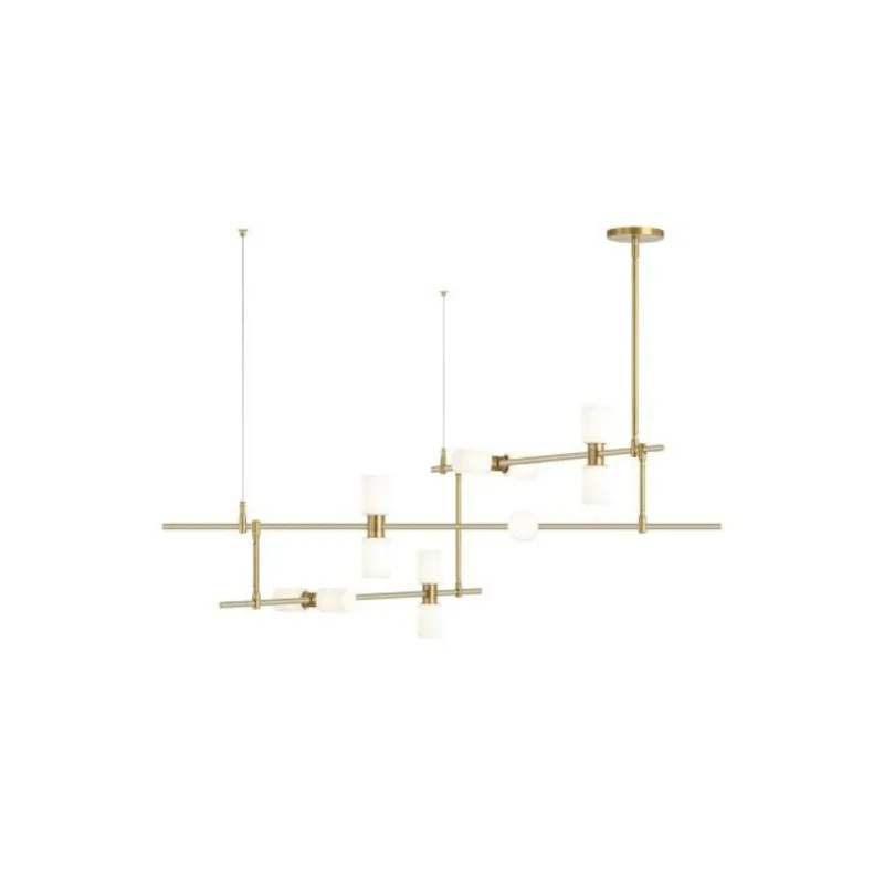 ModernRail Chandelier 2 Chandeliers 12-Light LED 3000K Aged Brass by Sean Lavin