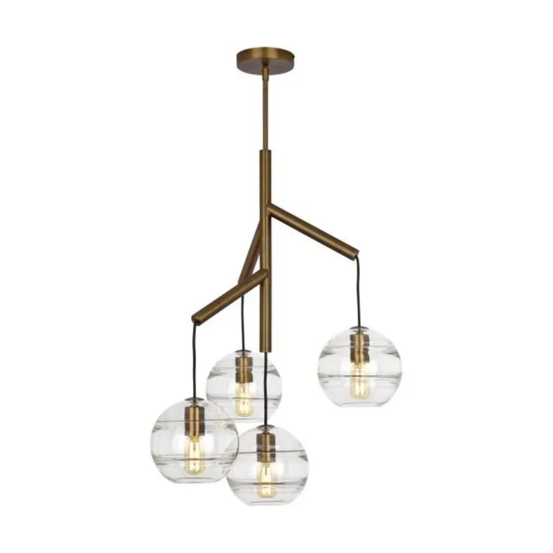 Sedona Single Chandelier Chandeliers 4-Light Aged Brass by Sean Lavin