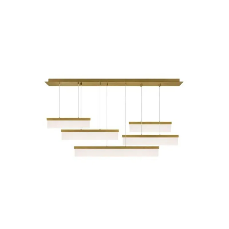 Sweep Linear Chandelier Linear Suspension 5-Light LED 3000K Aged Brass by Sean Lavin