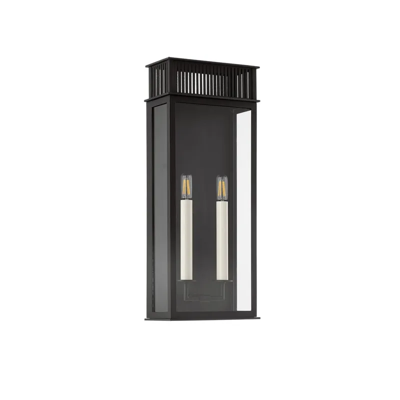 Gridley 2-Light Exterior Wall Sconce in Texture Black 9.25W x 22.25H