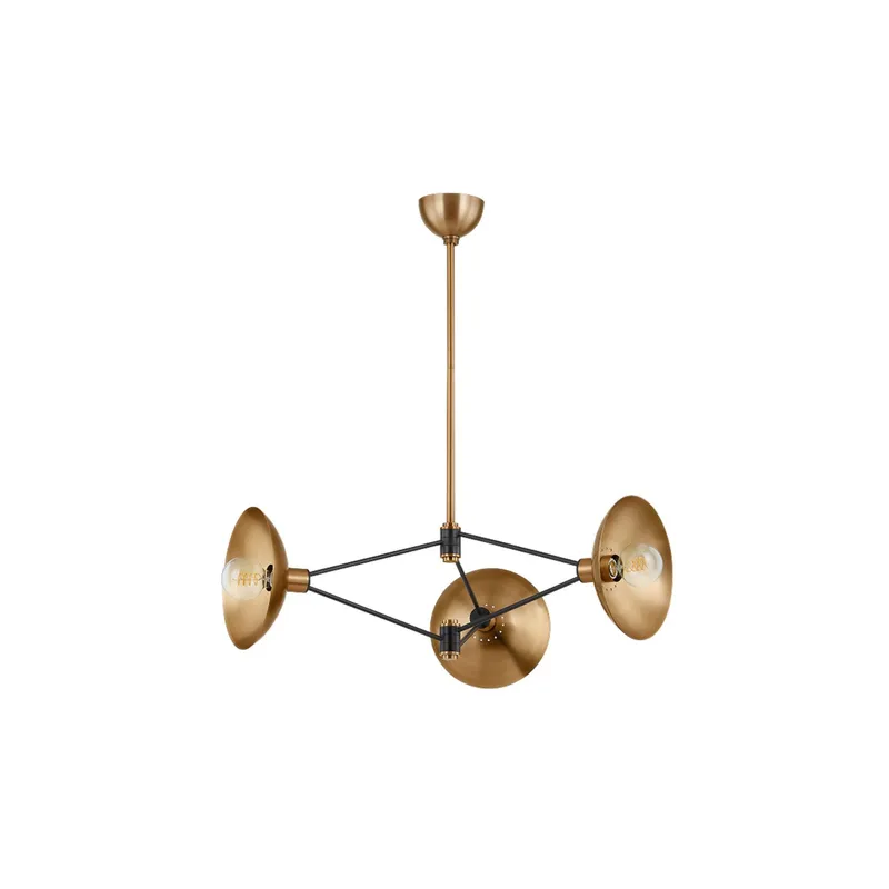Axel 3-Light Chandelier in Patina Brass 36W x 11.5H