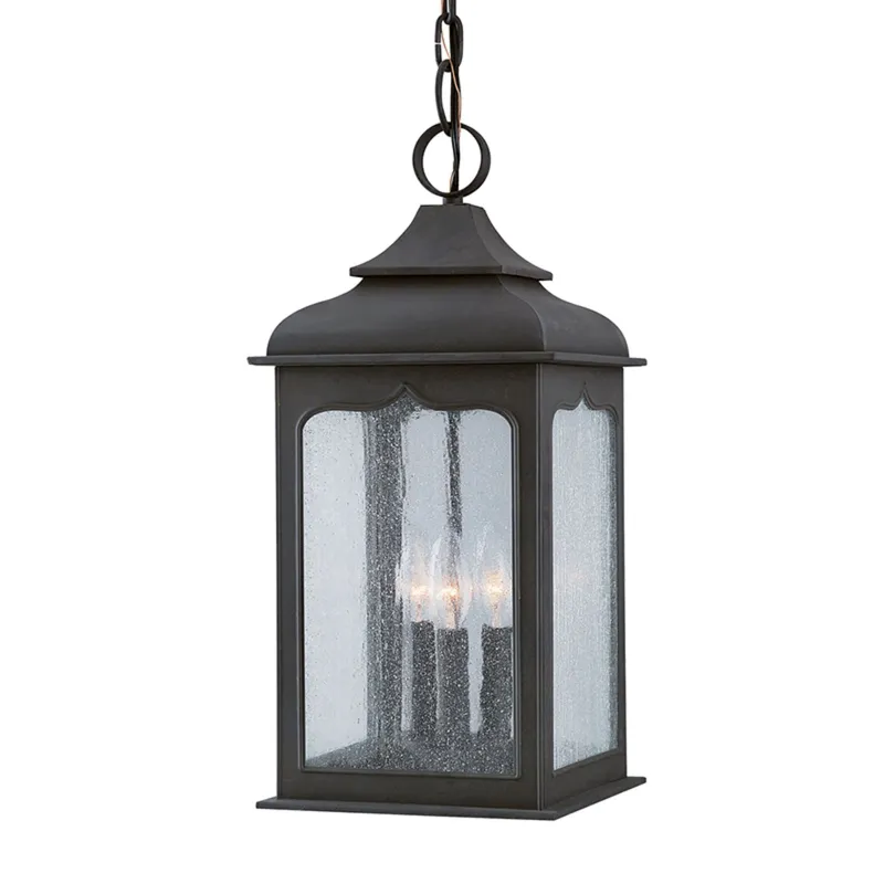 Henry Street 3-Light Exterior Lantern in Textured Bronze 9L x 9W x 19.75H