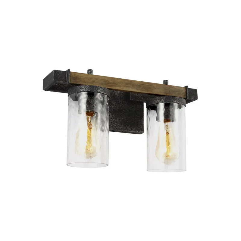 Sean Lavin Angelo 2 - Light Vanity in Distressed Weathered Oak / Slate Grey Metal