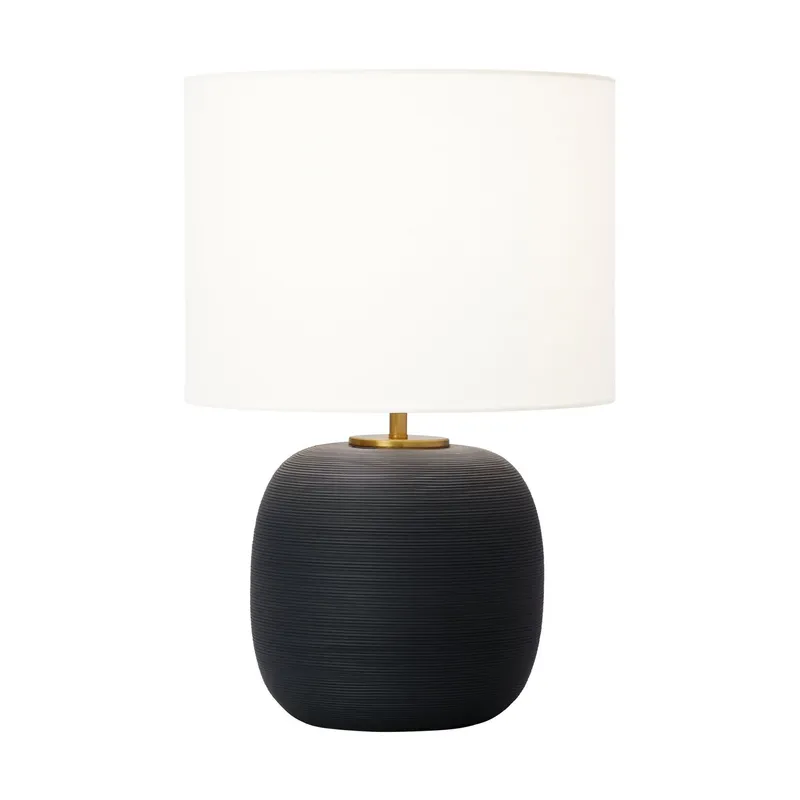 Hable Fanny Wide Table Lamp in Rough Black Ceramic
