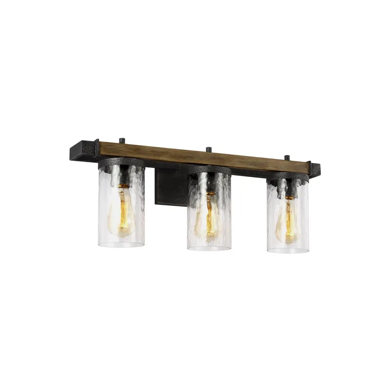 Sean Lavin Angelo 3 - Light Vanity in Distressed Weathered Oak / Slate Grey Metal