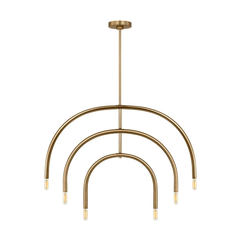Drew & Jonathan Hadden Large Chandelier in Satin Brass