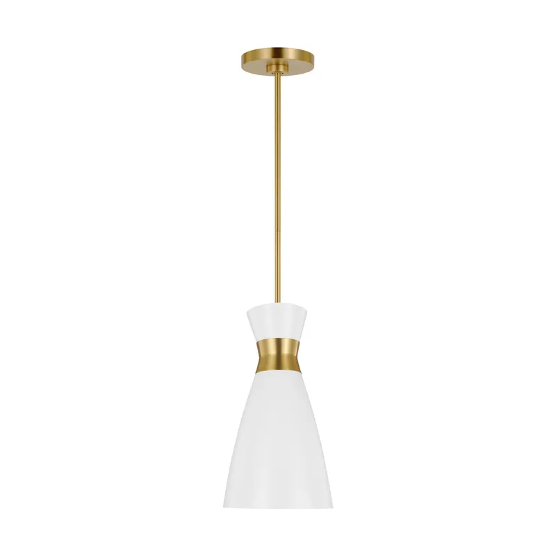 Ellen DeGeneres Heath Small Pendant in Matte White and Burnished Brass