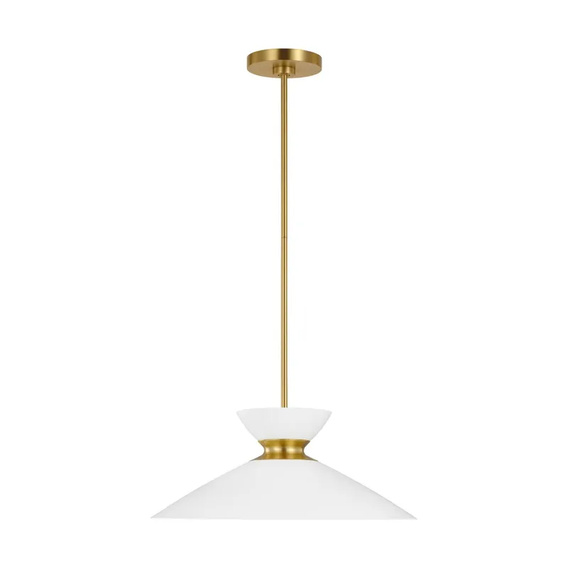 Ellen DeGeneres Heath Wide Pendant in Matte White and Burnished Brass
