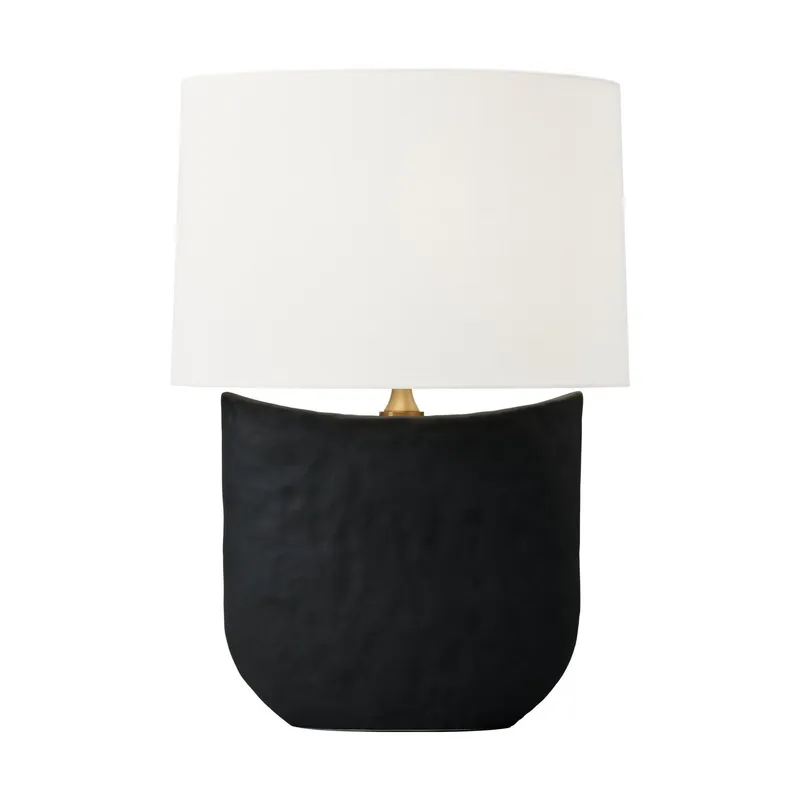 Hable Cenotes Table Lamp in Rough Black Ceramic