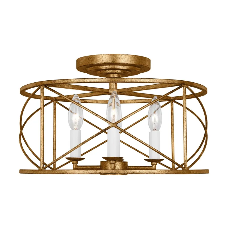 Chapman & Myers Beatrix Medium Semi-Flush Mount in Antique Gild