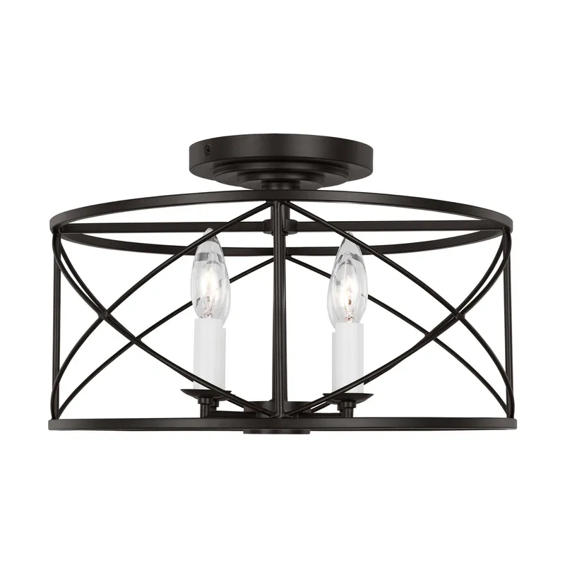 Chapman & Myers Beatrix Medium Semi-Flush Mount in Aged Iron