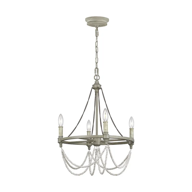 Sean Lavin Beverly Small Chandelier in French Washed Oak / Distressed White Wood