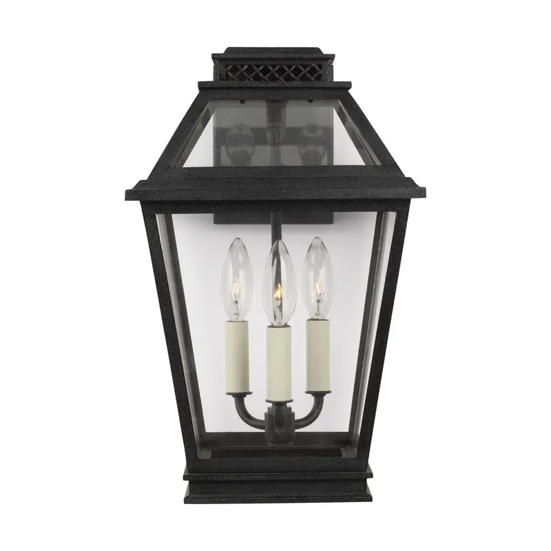 Chapman & Myers Falmouth Medium Outdoor Wall Lantern in Dark Weathered Zinc