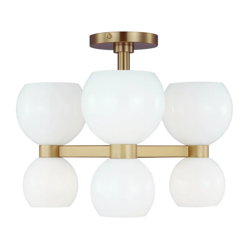 kate spade new york Londyn Semi Flush Mount in Burnished Brass with Milk White Glass