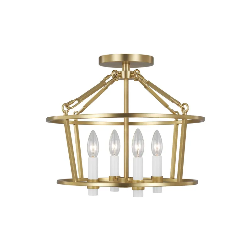 Chapman & Myers Marston Semi Flush Mount in Burnished Brass