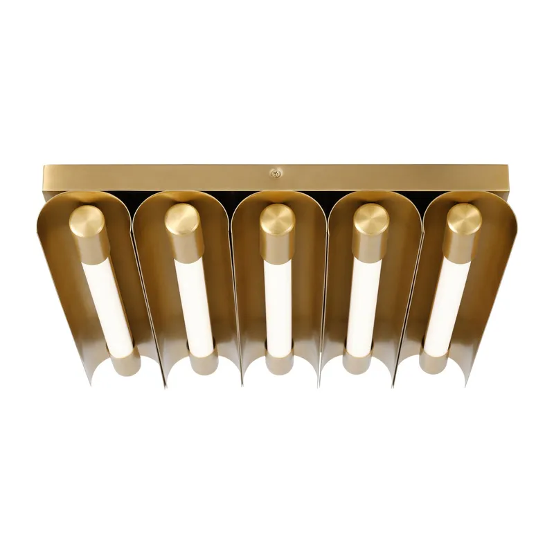 Kelly Wearstler Carson Five Light Flush Mount in Burnished Brass