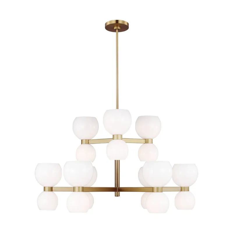 kate spade new york Londyn Medium Chandelier in Burnished Brass with Milk White Glass