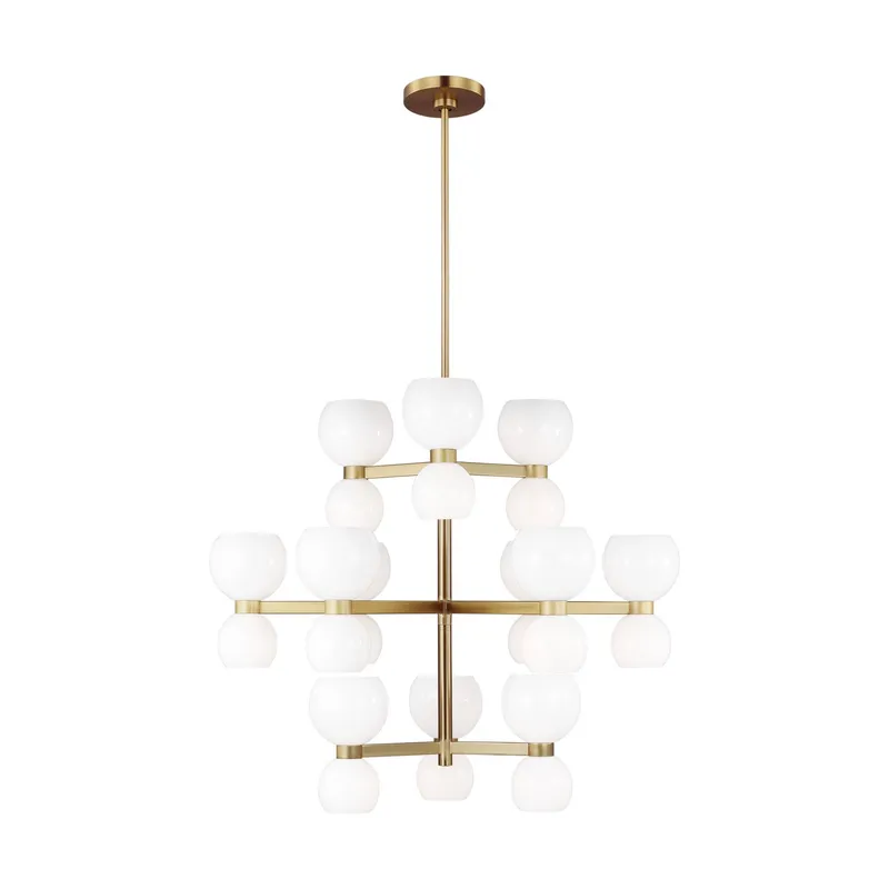 kate spade new york Londyn Large Chandelier in Burnished Brass with Milk White Glass