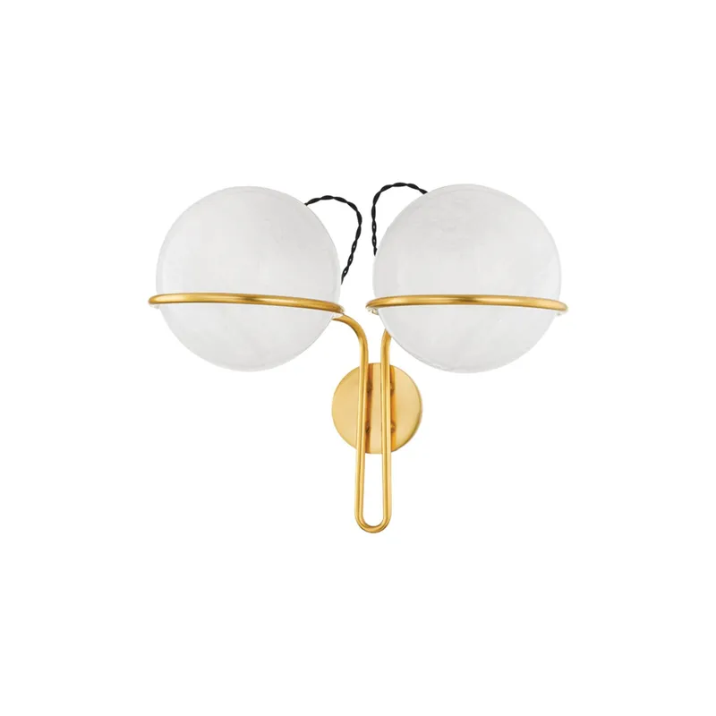 Hingham 2-Light Wall Sconce in Aged Brass 20.25W x 16.75H