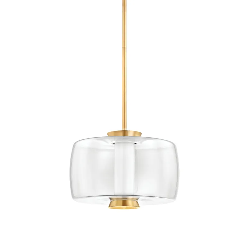Beau 1-Light Pendant in Aged Brass 15W x 10H