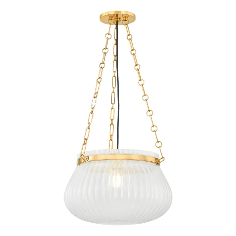 Granby 1-Light Pendant in Aged Brass 17W x 12H