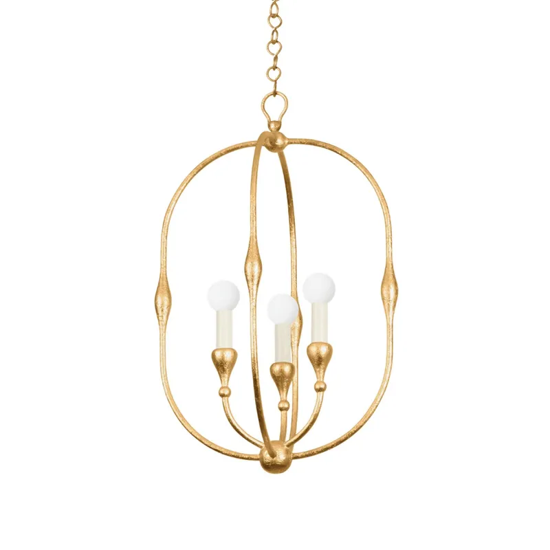 Baltic 3-Light Lantern in Vintage Gold Leaf 15W x 23.75H