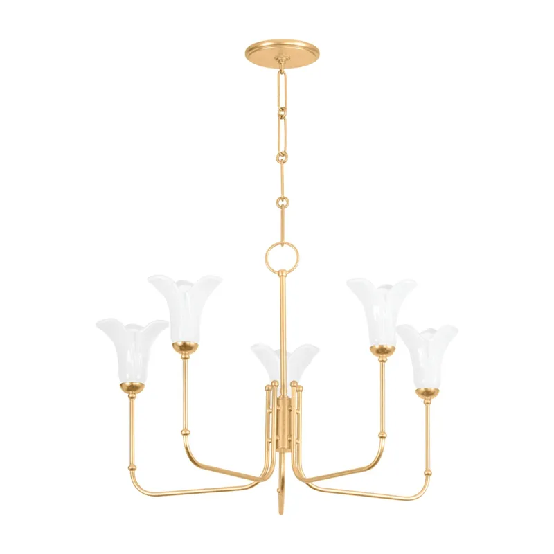 Montclair 5-Light Chandelier in Vintage Gold Leaf 30W x 19.5H