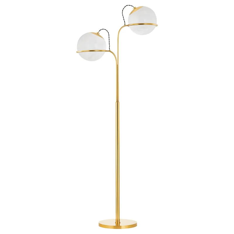 Hingham 2-Light Floor Lamp in Aged Brass 25L x 12W x 68H