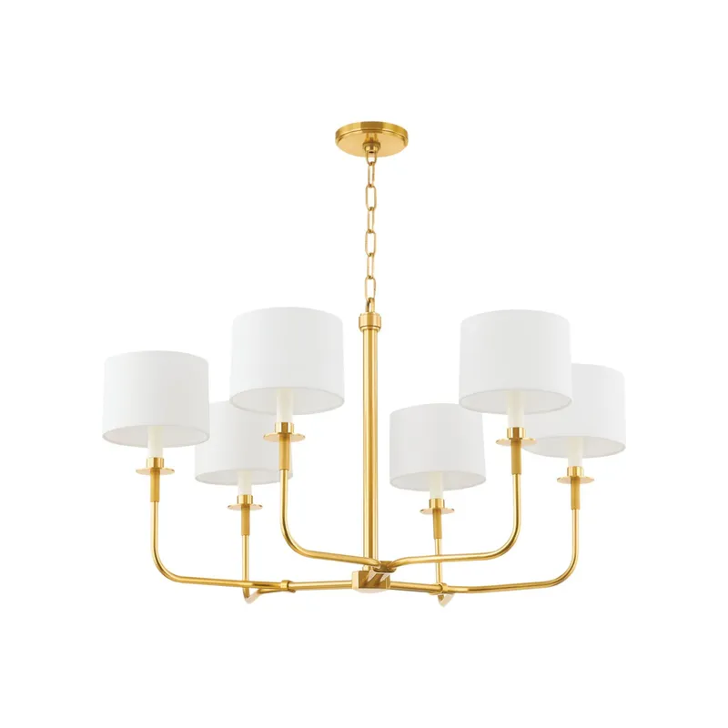 Paramus 6-Light Chandelier in Aged Brass 36W x 20H